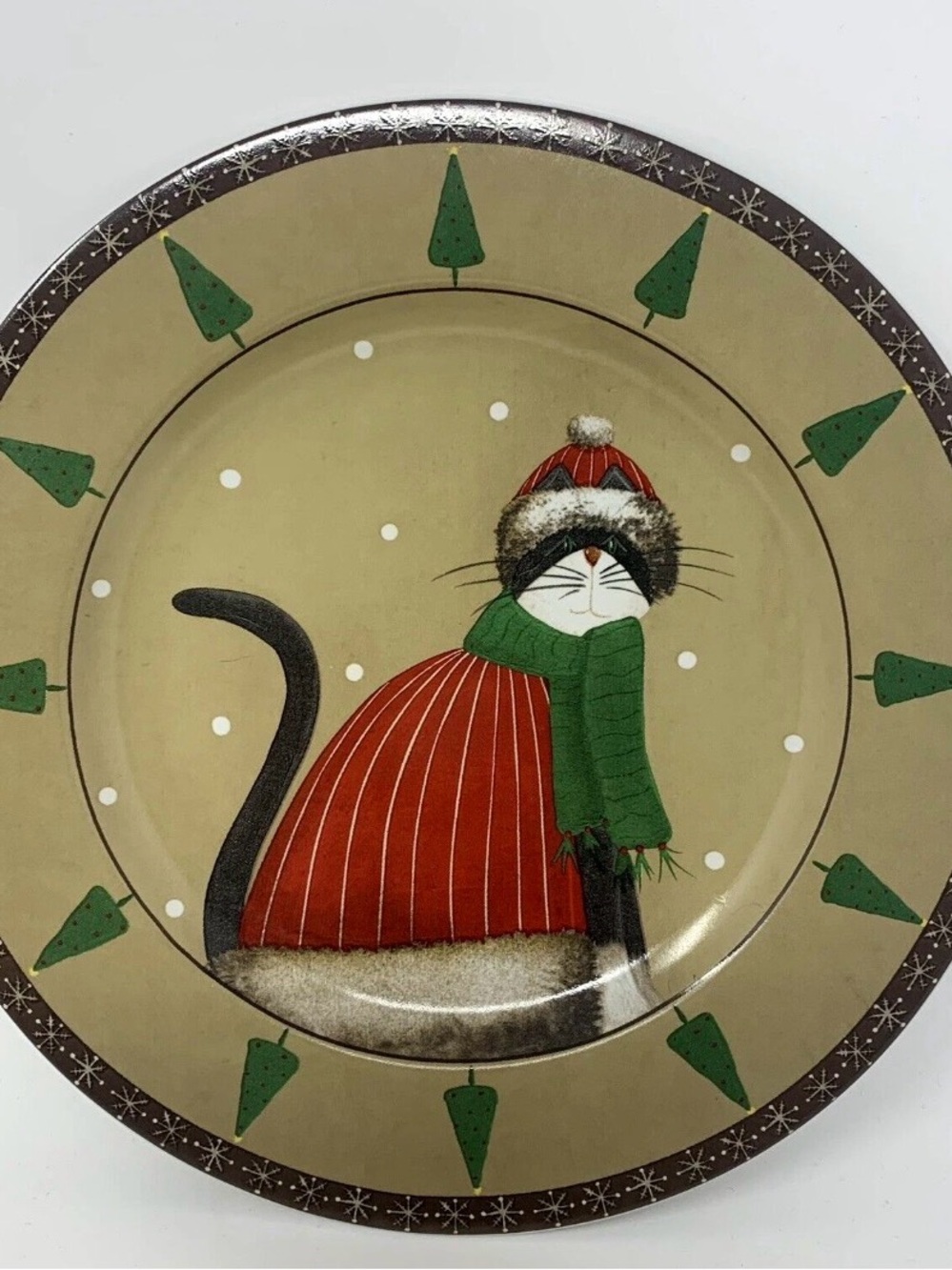 Sakura Stoneware Salad/Dessert Plates Set - Green, Red, Cream set of four - Picture 3 of 10